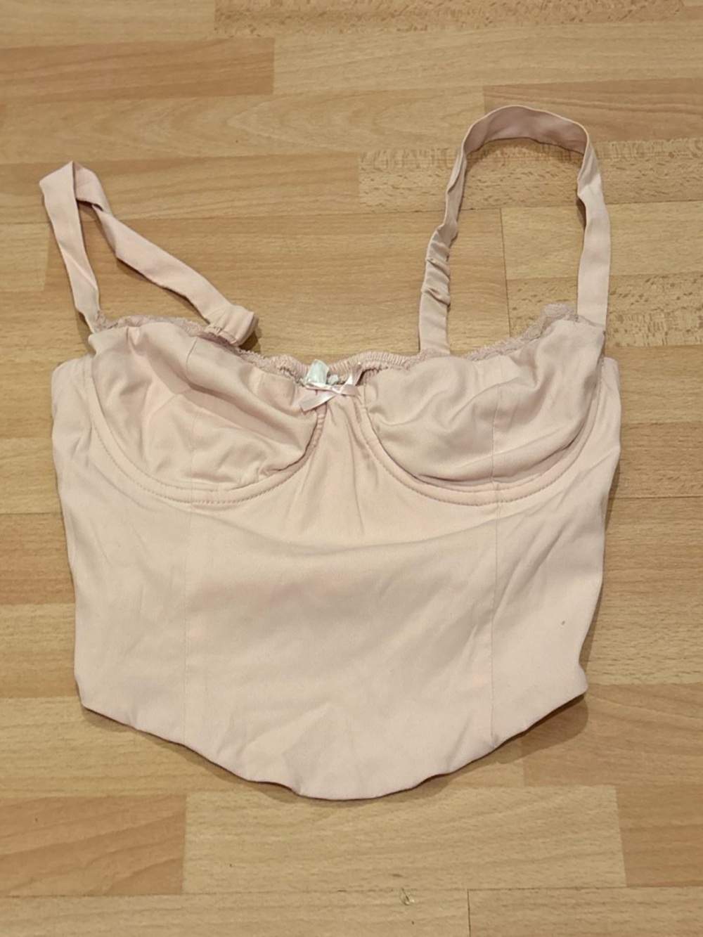 Garage Pale Pink Ruched Bustier Crop Top